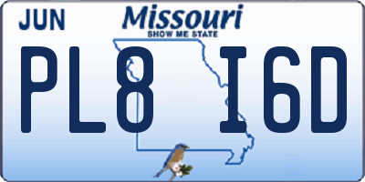 MO license plate PL8I6D