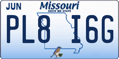 MO license plate PL8I6G