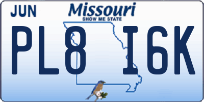 MO license plate PL8I6K