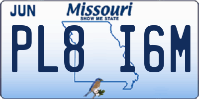 MO license plate PL8I6M