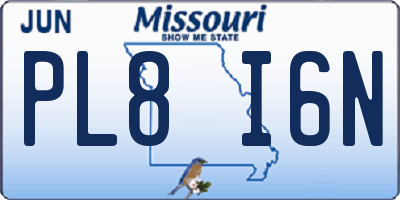 MO license plate PL8I6N