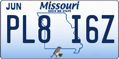 MO license plate PL8I6Z