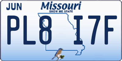 MO license plate PL8I7F