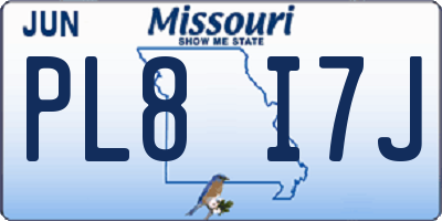 MO license plate PL8I7J