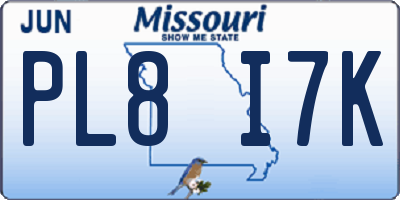 MO license plate PL8I7K