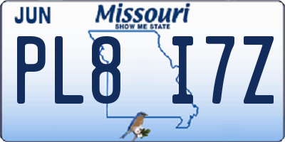MO license plate PL8I7Z