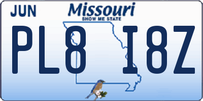 MO license plate PL8I8Z