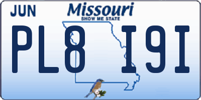 MO license plate PL8I9I