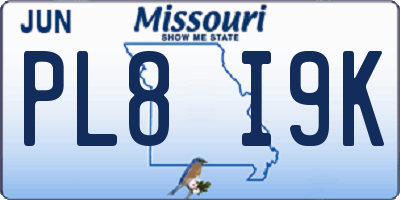 MO license plate PL8I9K