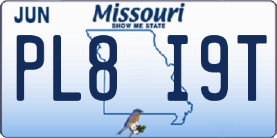 MO license plate PL8I9T