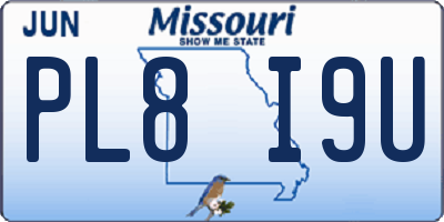 MO license plate PL8I9U