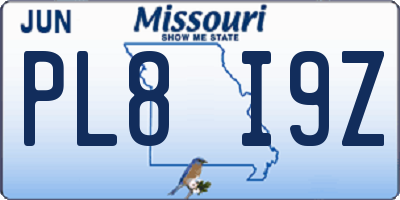 MO license plate PL8I9Z