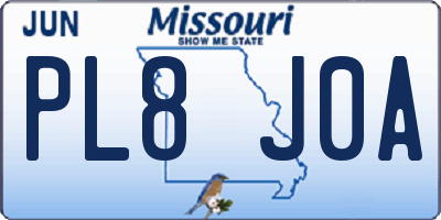 MO license plate PL8J0A