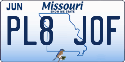 MO license plate PL8J0F