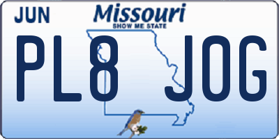 MO license plate PL8J0G