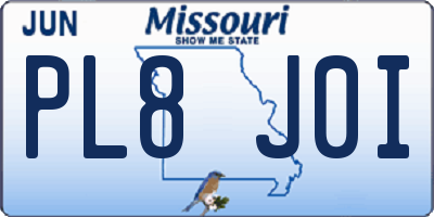 MO license plate PL8J0I