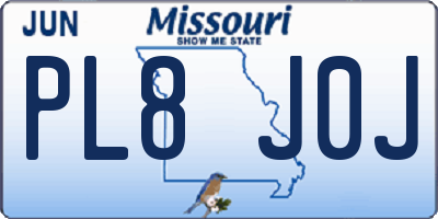 MO license plate PL8J0J