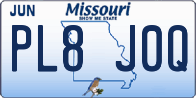 MO license plate PL8J0Q