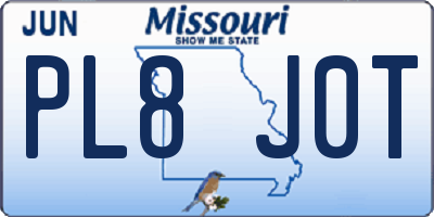 MO license plate PL8J0T
