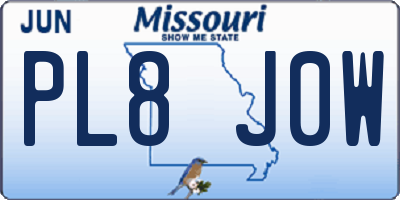 MO license plate PL8J0W