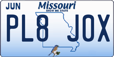 MO license plate PL8J0X
