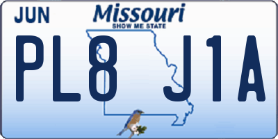 MO license plate PL8J1A