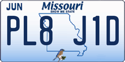 MO license plate PL8J1D