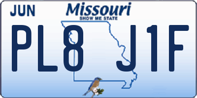MO license plate PL8J1F