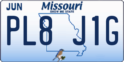 MO license plate PL8J1G