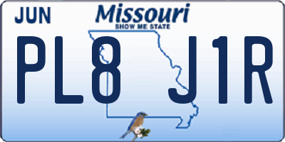 MO license plate PL8J1R