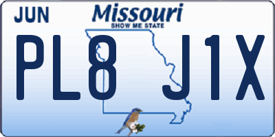 MO license plate PL8J1X
