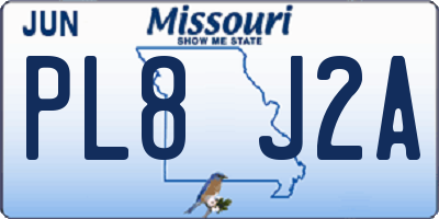 MO license plate PL8J2A