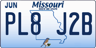 MO license plate PL8J2B