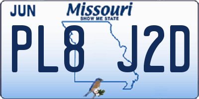 MO license plate PL8J2D