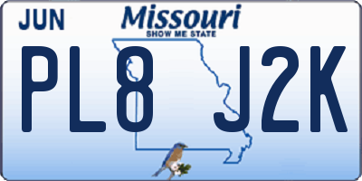 MO license plate PL8J2K