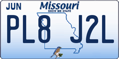 MO license plate PL8J2L