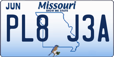 MO license plate PL8J3A