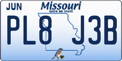 MO license plate PL8J3B