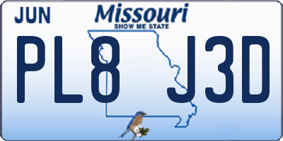 MO license plate PL8J3D