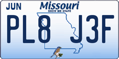 MO license plate PL8J3F