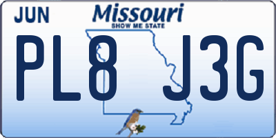 MO license plate PL8J3G