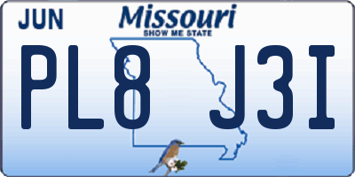 MO license plate PL8J3I