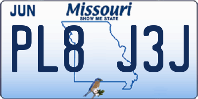 MO license plate PL8J3J