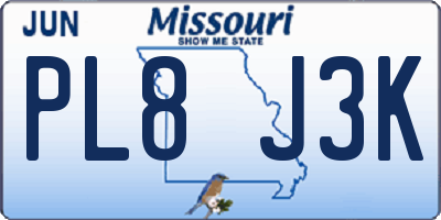 MO license plate PL8J3K