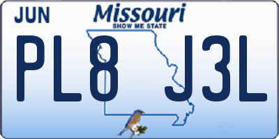 MO license plate PL8J3L