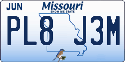 MO license plate PL8J3M