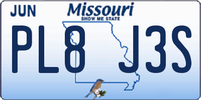 MO license plate PL8J3S