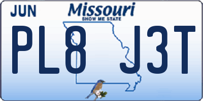 MO license plate PL8J3T