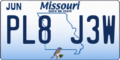 MO license plate PL8J3W