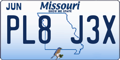 MO license plate PL8J3X